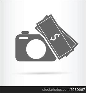 camera with money symbol icon vector illustration