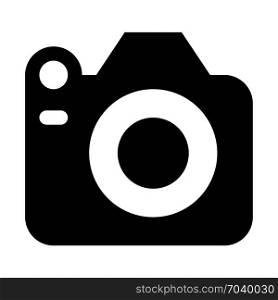 camera with zoom feature, icon on isolated background