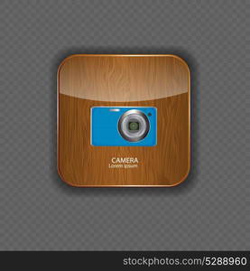 Camera wood application icons vector illustration