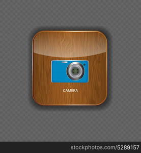 Camera wood application icons vector illustration