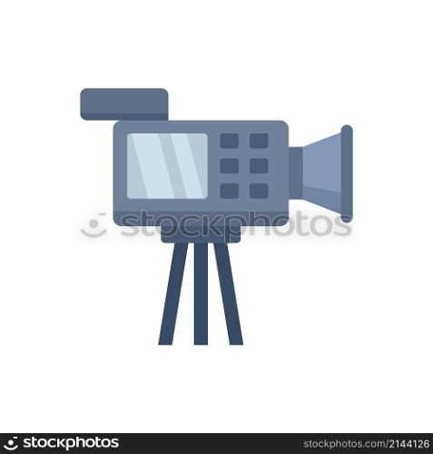 Cameraman video camera icon. Flat illustration of cameraman video camera vector icon isolated on white background. Cameraman video camera icon flat isolated vector