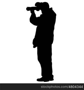 Cameraman with video camera. Silhouettes on white background. Vector illustration. Cameraman with video camera. Silhouettes on white background. Vector illustration.