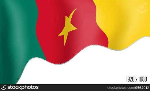 Cameroon country flag realistic independence day background. Cameroon commonwealth banner in motion waving, fluttering in wind. Festive patriotic HD format template for independence day. Cameroon country flag realistic independence day background. Cameroon commonwealth banner in motion waving, fluttering in wind