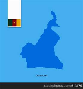 Cameroon Country Map with Flag over Blue background. Vector EPS10 Abstract Template background