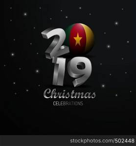 Cameroon Flag 2019 Merry Christmas Typography. New Year Abstract Celebration background