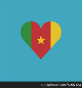 Cameroon flag icon in a heart shape in flat design. Independence day or National day holiday concept.