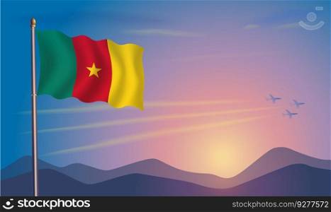 Cameroon flag in the morning sun Royalty Free Vector Image