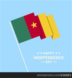 Cameroon Independence day typographic design with flag vector