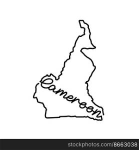 Cameroon outline map with the handwritten country name. Continuous line drawing of patriotic home sign. A love for a small homeland. T-shirt print idea. Vector illustration.. Cameroon outline map with the handwritten country name. Continuous line drawing of patriotic home sign