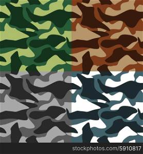 Camouflage Icons Set. Army camouflage in different colors icons set flat isolated vector illustration