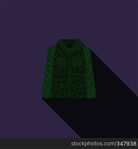 Camouflage jacket icon in flat style with long shadow. Camouflage jacket icon, flat style