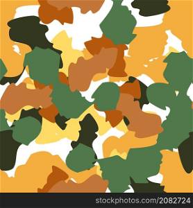 Camouflage seamless pattern. Irregular shapes endless wallpaper. Abstract animal print. Funny doodle camo elements background. Creative design for fabric, textile print, wrapping, cover. Camouflage seamless pattern. Irregular shapes endless wallpaper. Abstract animal print.