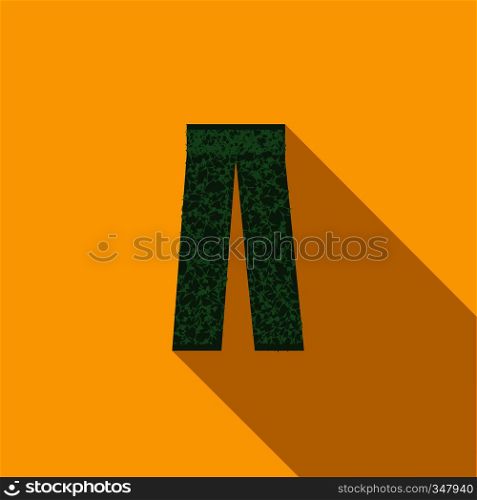 Camouflage trousers icon in flat style with long shadow. Camouflage trousers icon, flat style
