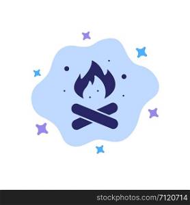 Camp, Camping, Fire, Hot, Nature Blue Icon on Abstract Cloud Background