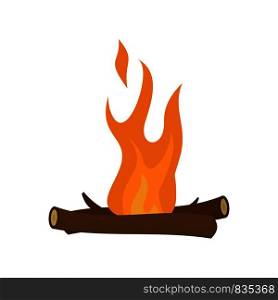 Camp fire icon. Flat illustration of camp fire vector icon for web isolated on white. Camp fire icon, flat style