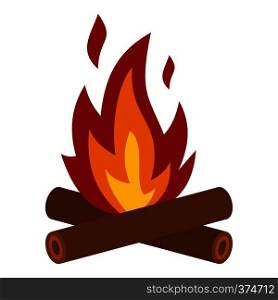 Camp fire icon. Flat illustration of fire vector icon for web design. Camp fire icon, flat style