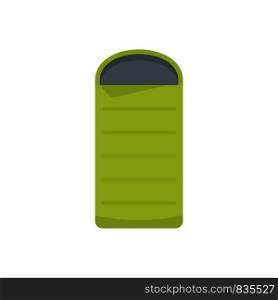 Camp sleeping bag icon. Flat illustration of camp sleeping bag vector icon for web isolated on white. Camp sleeping bag icon, flat style