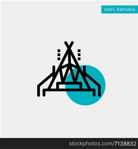 Camp, Tent, Camping turquoise highlight circle point Vector icon