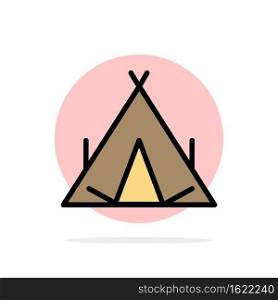 Camp, Tent, Wigwam, Spring Abstract Circle Background Flat color Icon