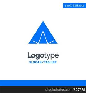 Camp, Tent, Wigwam, Spring Blue Solid Logo Template. Place for Tagline
