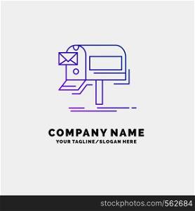 campaigns, email, marketing, newsletter, mail Purple Business Logo Template. Place for Tagline. Vector EPS10 Abstract Template background