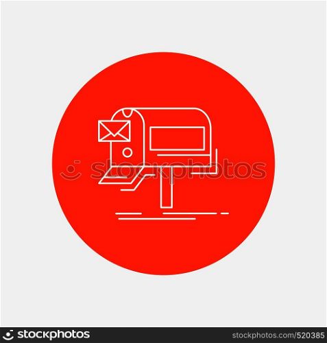 campaigns, email, marketing, newsletter, mail White Line Icon in Circle background. vector icon illustration. Vector EPS10 Abstract Template background