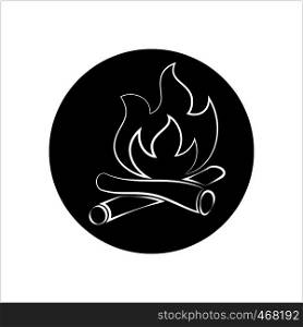 Campfire Icon, Camp Fire Vector Art Illustration