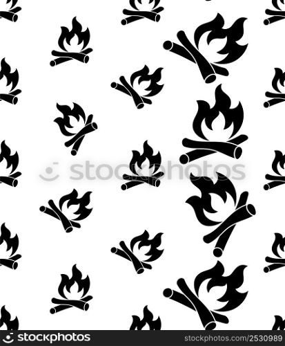 Campfire Icon Seamless Pattern, Camp Fire Vector Art Illustration