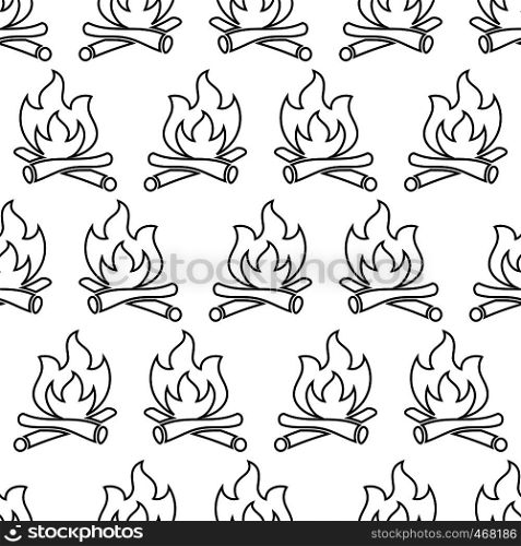Campfire Icon Seamless Pattern, Camp Fire Vector Art Illustration