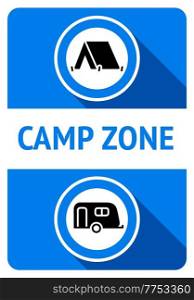 Camping allowed sign, modern label, ready to print, vector illustration 10eps. Camping allowed sign, modern label, ready to print