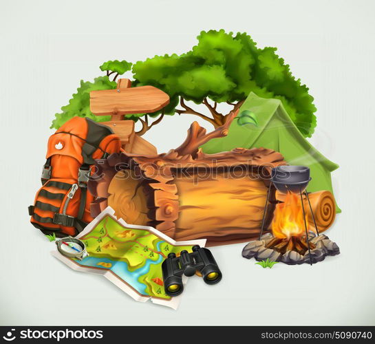 Camping and adventure time vector illustration