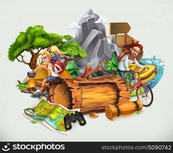 Camping and adventure, vector illustration