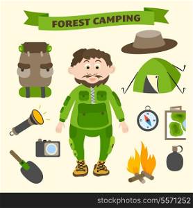 Camping and outdoor activity tourism infographic elements for web design and presentation vector illustration