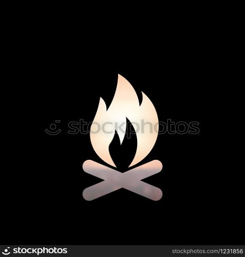 Camping and traveling vector icon. Burning fire illustration. Bonfire icon