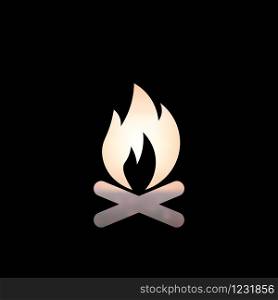 Camping and traveling vector icon. Burning fire illustration. Bonfire icon