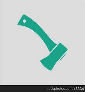 Camping axe icon. Gray background with green. Vector illustration.