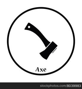 Camping axe icon. Thin circle design. Vector illustration.