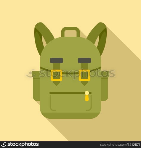 Camping backpack icon. Flat illustration of camping backpack vector icon for web design. Camping backpack icon, flat style