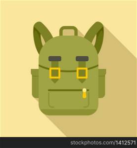 Camping backpack icon. Flat illustration of camping backpack vector icon for web design. Camping backpack icon, flat style