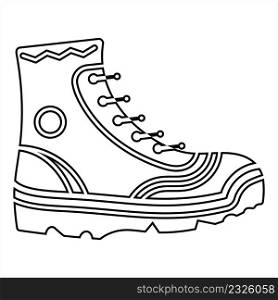 Camping Boots, Hunting Hiking Protective Boots Vector Art Illustration