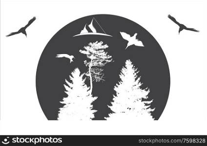 Camping Camp. Image of Nature. Tree Silhouette. Vector Illustration. EPS10. Camping Camp. Image of Nature. Tree Silhouette. Vector Illustration