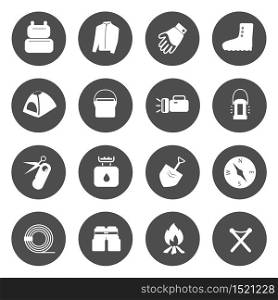 Camping Equipment Icons vector.