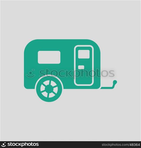Camping family caravan car icon. Gray background with green. Vector illustration.