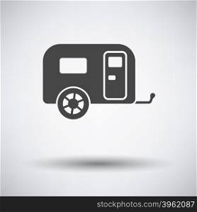 Camping family caravan car icon on gray background with round shadow. Vector illustration.