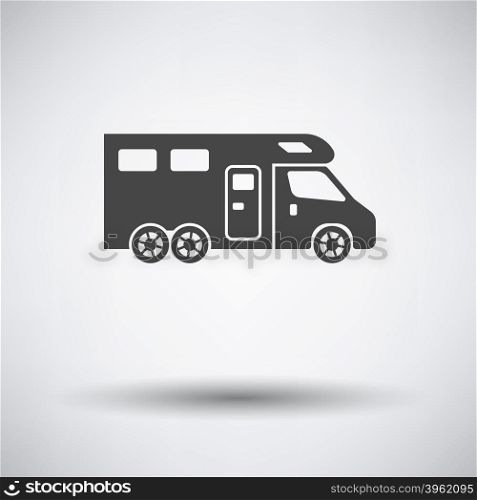 Camping family caravan icon on gray background with round shadow. Vector illustration.