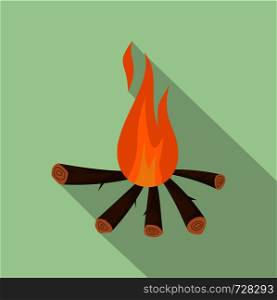 Camping fire icon. Flat illustration of camping fire vector icon for web design. Camping fire icon, flat style
