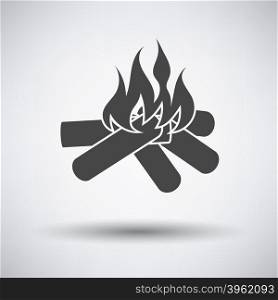 Camping fire icon on gray background with round shadow. Vector illustration.