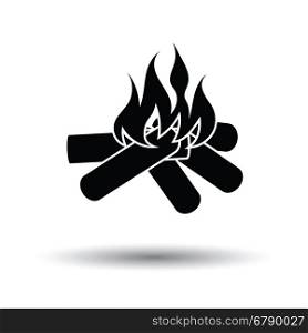 Camping fire icon. White background with shadow design. Vector illustration.