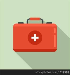 Camping first aid kit icon. Flat illustration of camping first aid kit vector icon for web design. Camping first aid kit icon, flat style