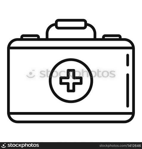Camping first aid kit icon. Outline camping first aid kit vector icon for web design isolated on white background. Camping first aid kit icon, outline style